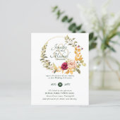 バジェットブルガンディーピーチフローラ結婚式招待状 (スタンド正面)