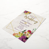 バジェットブルゴーニュと黄色のフローラ 箔招待状 (回転した状態)