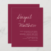 バジェットブルゴーニュシンプルモダン結婚式招待状 (正面/裏面)