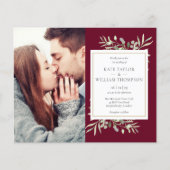 バジェットブルゴーニュファージフォト結婚式招待状 (正面)