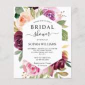 バジェットブルゴーニュフレームブライダルシャワー招待 (正面)