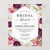 バジェットブルゴーニュフレームブライダルシャワー招待 (正面)