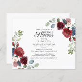 バジェットブルゴーニュフローラブライダルシャワー招待 (正面/裏面)