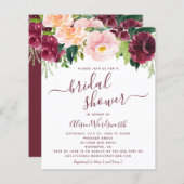 バジェットブルゴーニュフローラブライダルシャワー招待 (正面/裏面)