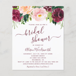 バジェットブルゴーニュフローラブライダルシャワー招待