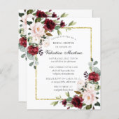 バジェットブルゴーニュフローラブライダルシャワー招待 (正面/裏面)