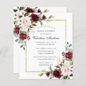 バジェットブルゴーニュフローラブライダルルンチョン招待状 (正面/裏面)