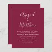 バジェットブルゴーニュモダンシンプル結婚式招待状 (正面/裏面)