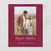 バジェットブルゴーニュモダンフォト結婚式招待状Fl チラシ (裏面)