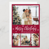 バジェットブルゴーニュ写真コラージクリスマスシンカード (正面/裏面)