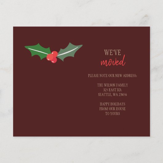 バジェットブルゴーニュ新しい家のための休日の写真カード (裏面)