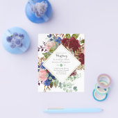 バジェットブルゴーニュ海軍フローラ結婚式招待状 チラシ (シングル)