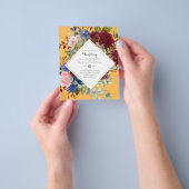 バジェットブルゴーニュ海軍フローラ結婚式招待状 チラシ (手)