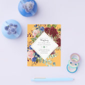 バジェットブルゴーニュ海軍フローラ結婚式招待状 チラシ (シングル)