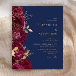 バジェットブルゴーニュ海軍ブルーフローラ結婚式の招待