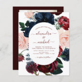 バジェットブルゴーニュ海軍ブルー写真フローラ結婚ズ (正面/裏面)