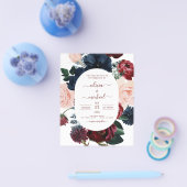 バジェットブルゴーニュ海軍ブルー写真フローラ結婚ズ チラシ (シングル)