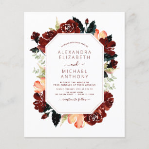 バジェットブルゴーニュ海軍ブルー結婚フローラエレガント チラシ