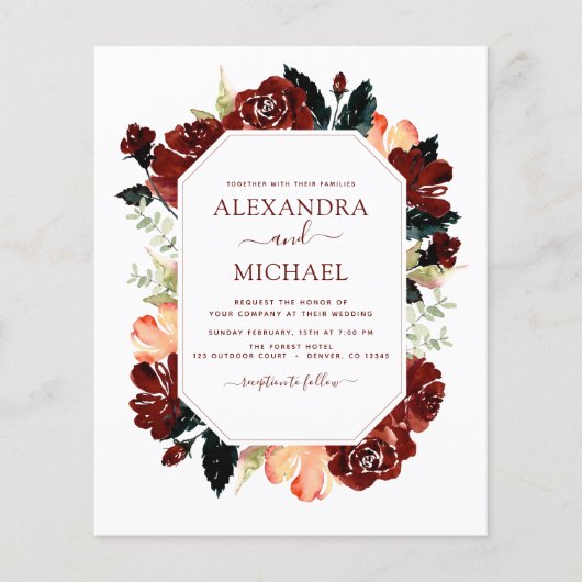 バジェットブルゴーニュ海軍ブルー結婚フローラエレガント チラシ (正面)