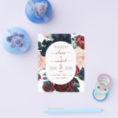 バジェットブルゴーニュ海軍ブルー結婚フローラ チラシ (シングル)