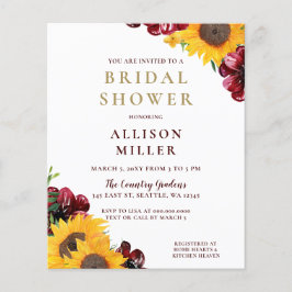 バジェットブルゴーニュ素朴ブライダルシャワー招待