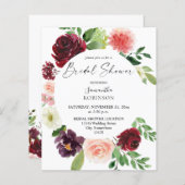 バジェットブルゴーニュ赤面ピンク4フローラブライダルシャワー (正面/裏面)