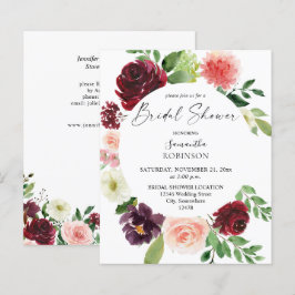 バジェットブルゴーニュ赤面ピンク4フローラブライダルシャワー