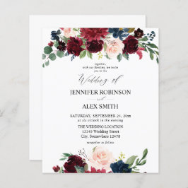 バジェットブルゴーニュ赤面ピンク&ネイビー結婚フローラズ2