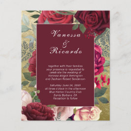 バジェットブルゴーニュ赤面レッドローゼス結婚式招待状