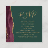 バジェットブルゴーニュ金ゴールドアガテグリーンQRコードRSVP エンクロージャーカード (正面)