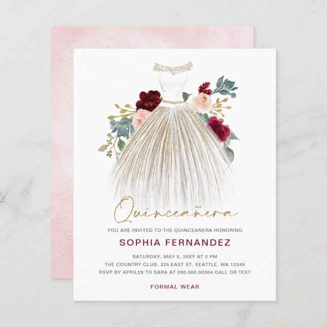 バジェットブルゴーニュ金ゴールドグリッタードレスキンセアニラ (正面/裏面)