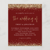 バジェットブルゴーニュ金ゴールドグリッター結婚式招待状 (正面)