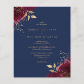 バジェットブルゴーニュ金ゴールドフローラネイビーブルー結婚ズ (正面)