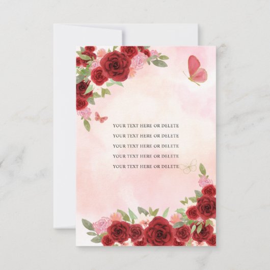 バジェットブルゴーニュ金ゴールドフローラプリンセスキンセアニラ ノートカード (裏面)