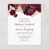 バジェットブルゴーニュ金ゴールドフローラ結婚式招待状 (正面)