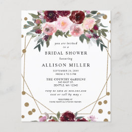 バジェットブルゴーニュ金ゴールドブライダルシャワー招待