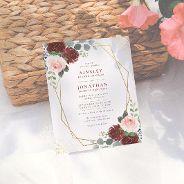 バジェットブルゴーニュ金ゴールド&赤面ピンクフローラ結婚ズ