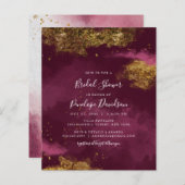 バジェットブルゴーニュ金箔ブライダルシャワー招待 (正面/裏面)