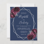 バジェットブルゴーニュ銀フローラネイビーQRコード結婚ズ (正面)