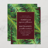 バジェットブルゴーニュ&グリーン熱帯葉ズ結婚ズ (正面/裏面)