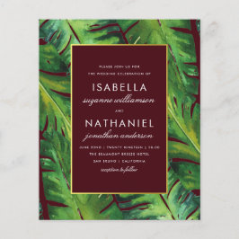 バジェットブルゴーニュ&グリーン熱帯葉ズ結婚ズ