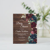 バジェットブルゴーニュ&ネイビーウッドベビーシャワー招待状 (スタンド正面)