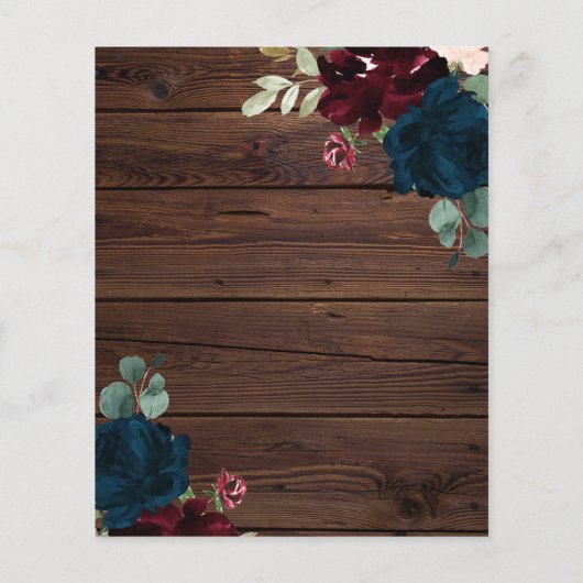 バジェットブルゴーニュ&ネイビーウッドベビーシャワー招待状 (裏面)