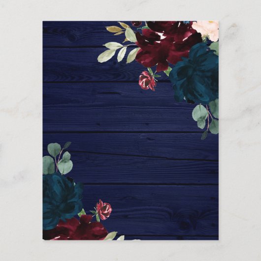 バジェットブルゴーニュ&ネイビーウッド結婚式招待状 (裏面)