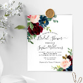 バジェットブルゴーニュ&ネイビーブライダルシャワー招待