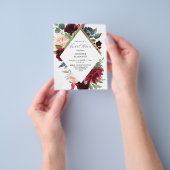 バジェットブルゴーニュ、ネイビー&赤面ピンクブライダルシャワー チラシ (手)