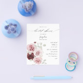 バジェットブルゴーニュ&ピンクエレフローラブライダルシャワー チラシ (シングル)