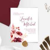 バジェットブルゴーニュ&ピンク秋の結婚式招待状