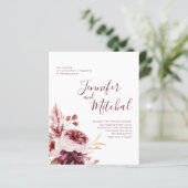 バジェットブルゴーニュ&ピンク秋の結婚式招待状 (スタンド正面)