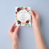 バジェットブルゴーニュ&ピンク4フローラブライダルシャワー チラシ (手)